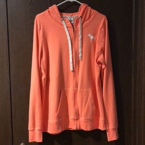 VICTORIAS SECRET PINK CORAL SIZE LG HOODIE